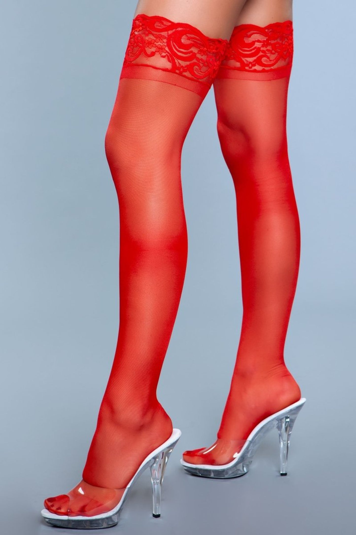 MINX 1919 LACE OVER IT THIGH HIGHS RED