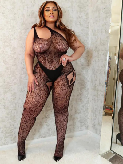 MINX "ADELE" PLUS SIZE BODYSTOCKING BLACK